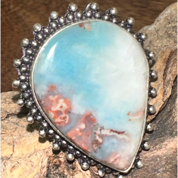 Larimar Natural Gemstone vintage Ring